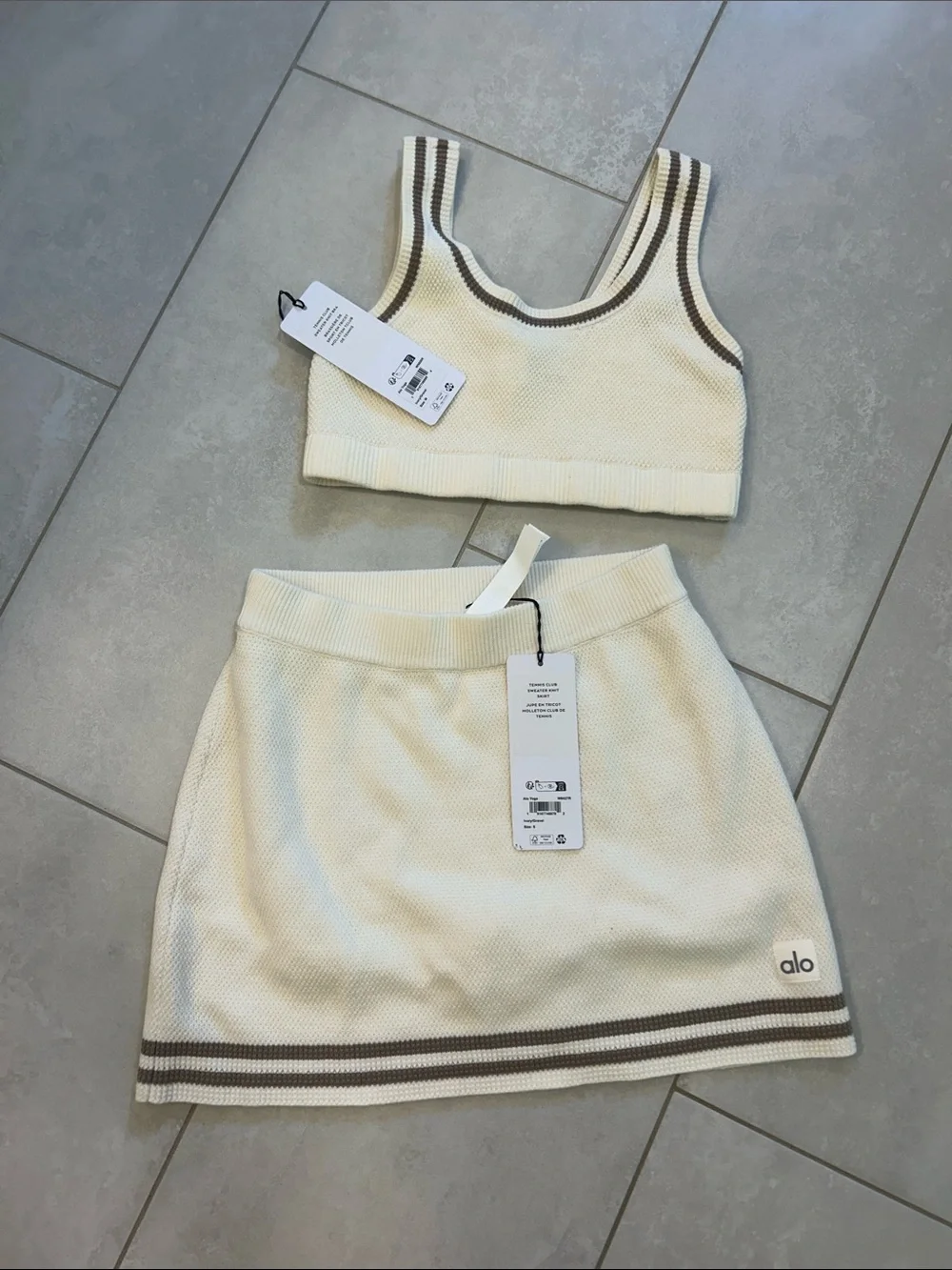 Tennis club sweater knit skirt and top set